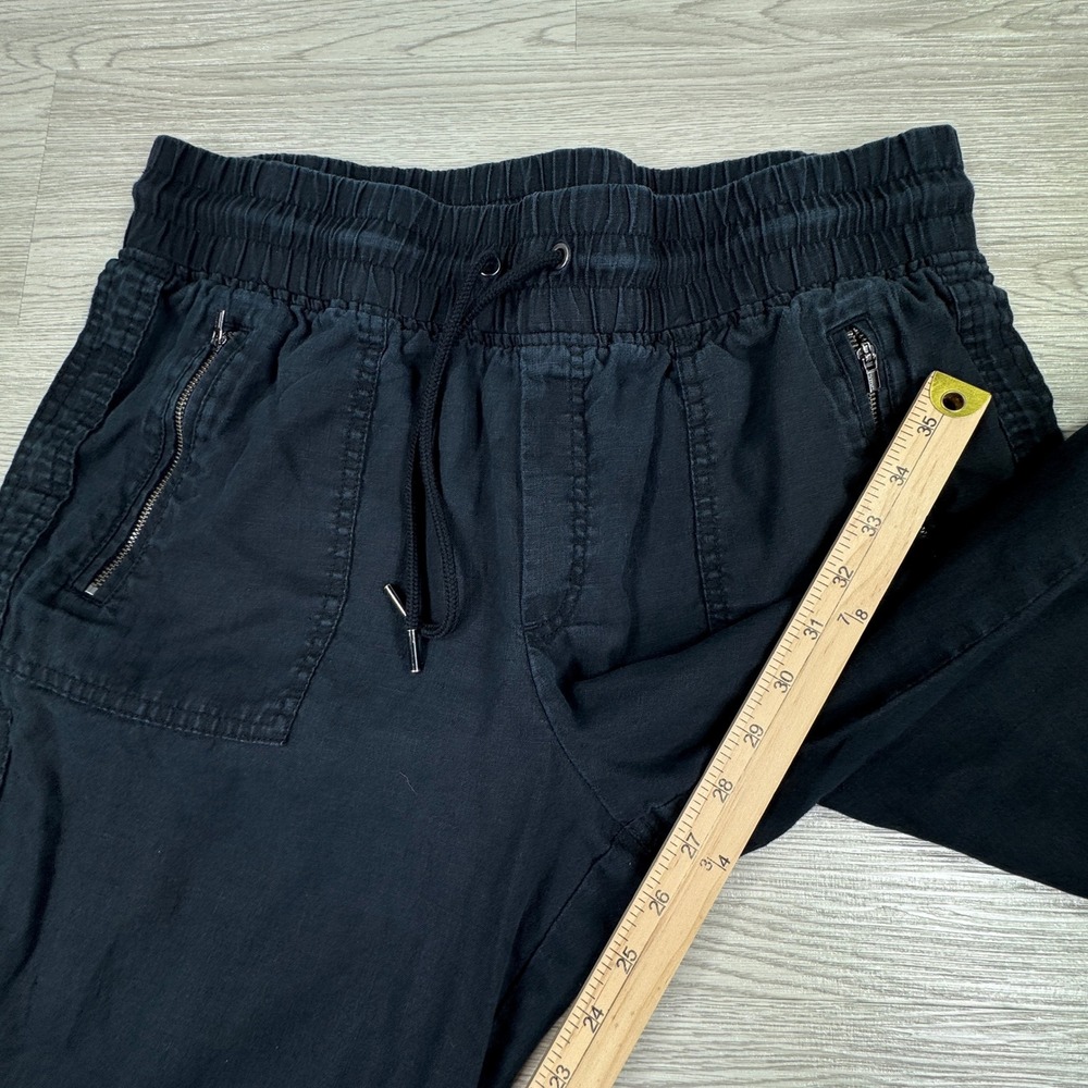 Athleta Womens Jogger Cabo Linen Pants Black 12 Elastic Waist Casual Pocket - Picture 4 of 8